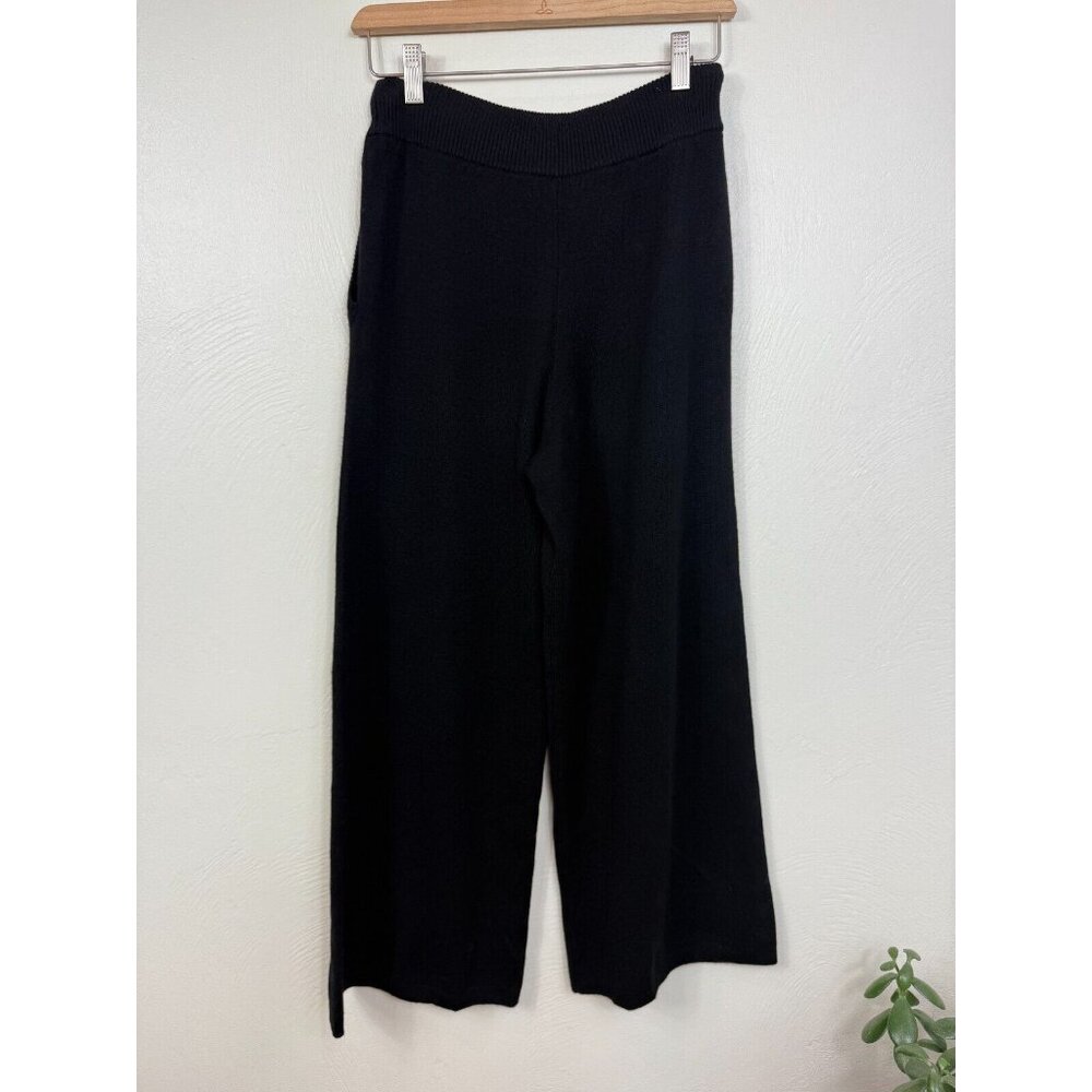 Staud Womens Black Merino Wool Blend Knit Wide Leg Pants - Picture 4 of 11